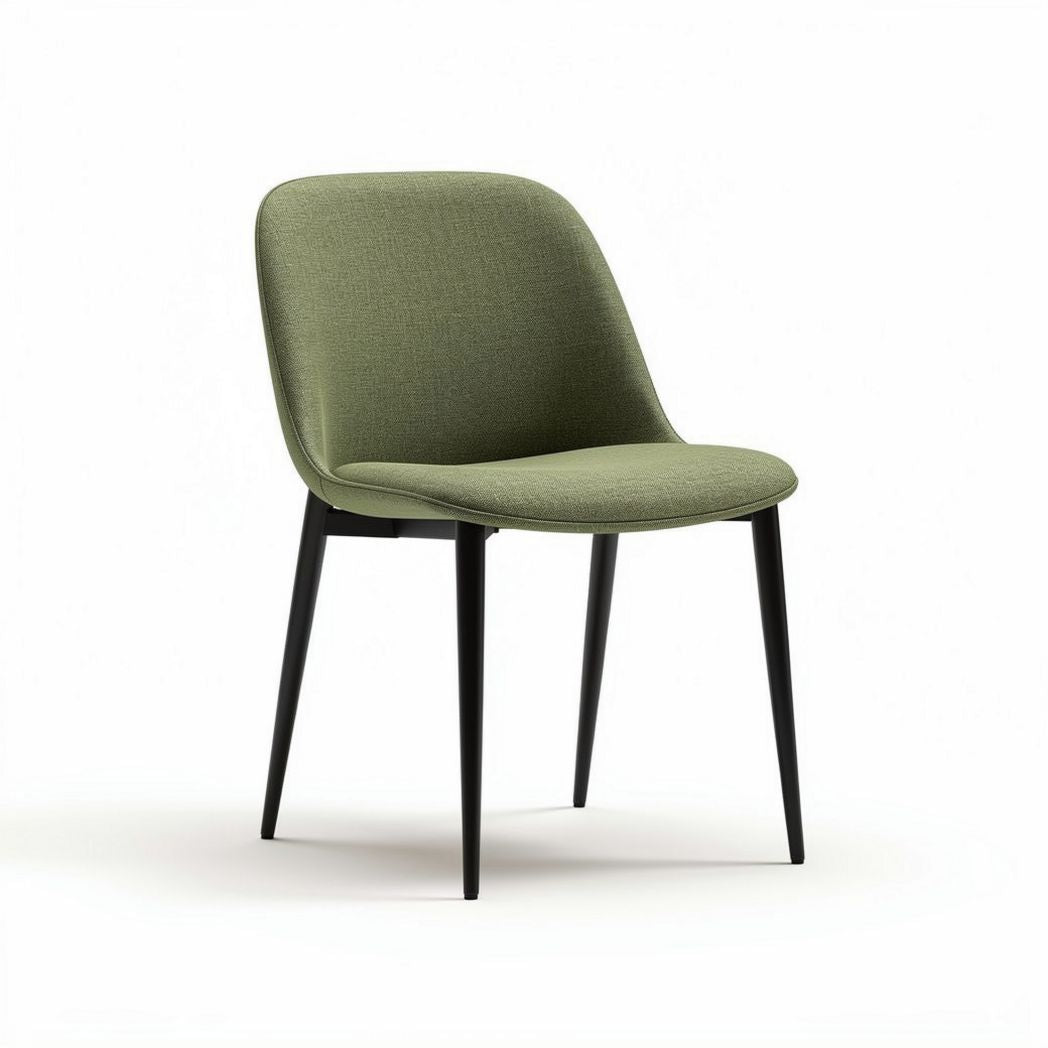 Green upholstered dining chair with black metal legs 45 x 50 x 80cm
