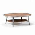 Wooden coffee table with metal legs and lower storage shelf 100 x 60 x 45cm