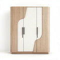 Modern wooden wardrobe with textured front doors and sleek handles 80 x 40 x 120cm