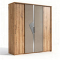 Wooden wardrobe with sliding doors and modern design 150 x 60 x 200cm