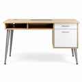 Modern wooden desk with metal legs and storage drawer 150 x 75 x 75cm