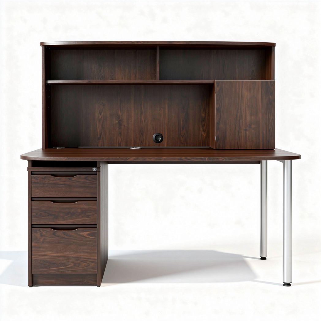 Wooden desk with storage shelves and three drawers 150 x 60 x 130cm