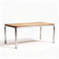Wood top outdoor table with aluminum legs 120 x 60 x 75cm