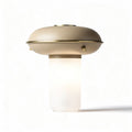 Table lamp with frosted glass shade and metal base in beige 25 x 25 x 35cm