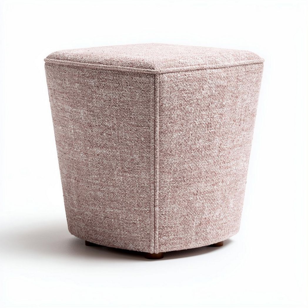 Fabric upholstered pouf ottoman in light pink 35 x 35 x 40cm