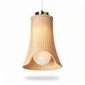 Rattan pendant light lamp with gold fixture and white bulb 20 x 20 x 40cm