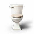 Two-piece toilet with wooden seat and chrome flush handle white 70 x 40 x 40cm