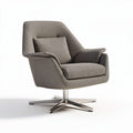 Swivel accent chair with gray upholstery and plush cushion 85 x 80 x 90cm