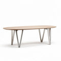 Oval wooden coffee table with metal legs 150 x 70 x 75cm for living room