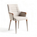 Upholstered dining chair with wood armrests and metal legs 45 x 55 x 90cm